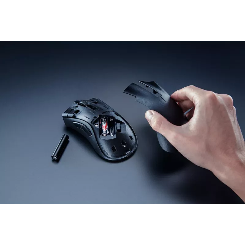 Žaidimų pelė Razer DeathAdder V2 X HyperSpeed – dešinei rankai, belaidė 2,4 GHz / Bluetooth, 14 000 DPI, 7 mygtukai, AA baterija, 103 g, juoda