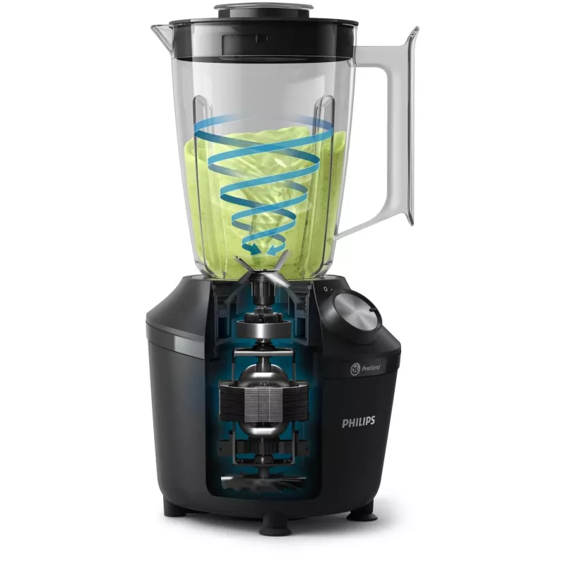 Philips 3000 serijos HR2191/01 blenderis 2 L Stalo blenderis 600 W Juodas, Skaidrus