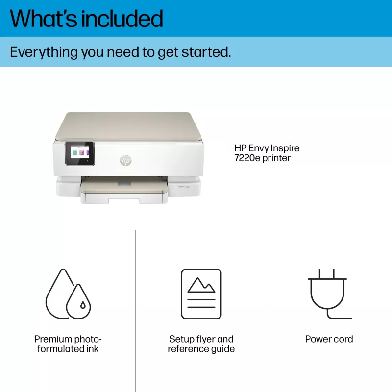 HP ENVY Inspire 7220e belaidis daugiafunkcis spalvotas spausdintuvas, Instant Ink; kopijavimo aparatas, skaitytuvas