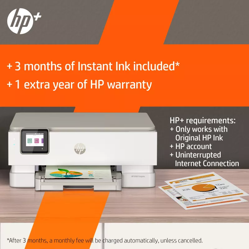 HP ENVY Inspire 7220e belaidis daugiafunkcis spalvotas spausdintuvas, Instant Ink; kopijavimo aparatas, skaitytuvas