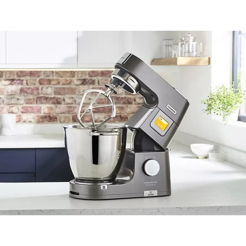 Stovas maišytuvas Kenwood KWL90.004SI — 1400 W, 7 L nerūdijančio plieno dubuo, jutiklinis valdymas, integruotos svarstyklės, sidabrinis