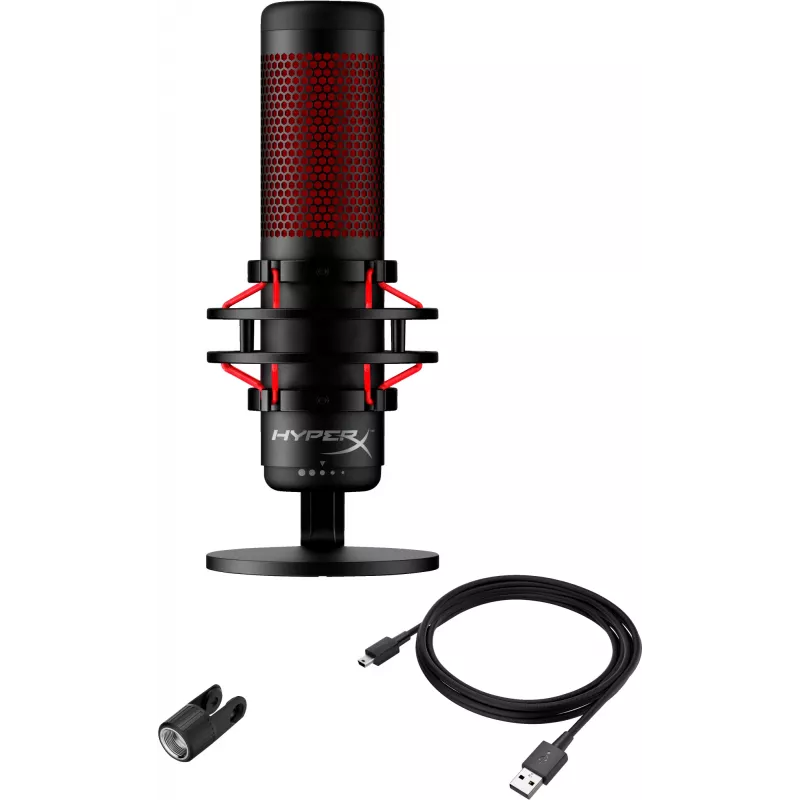 HyperX QuadCast - USB mikrofonas (juoda-raudona) - raudonas apšvietimas