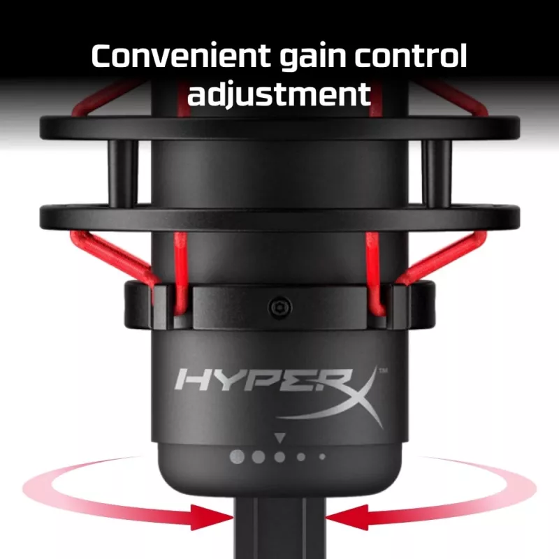 HyperX QuadCast - USB mikrofonas (juoda-raudona) - raudonas apšvietimas