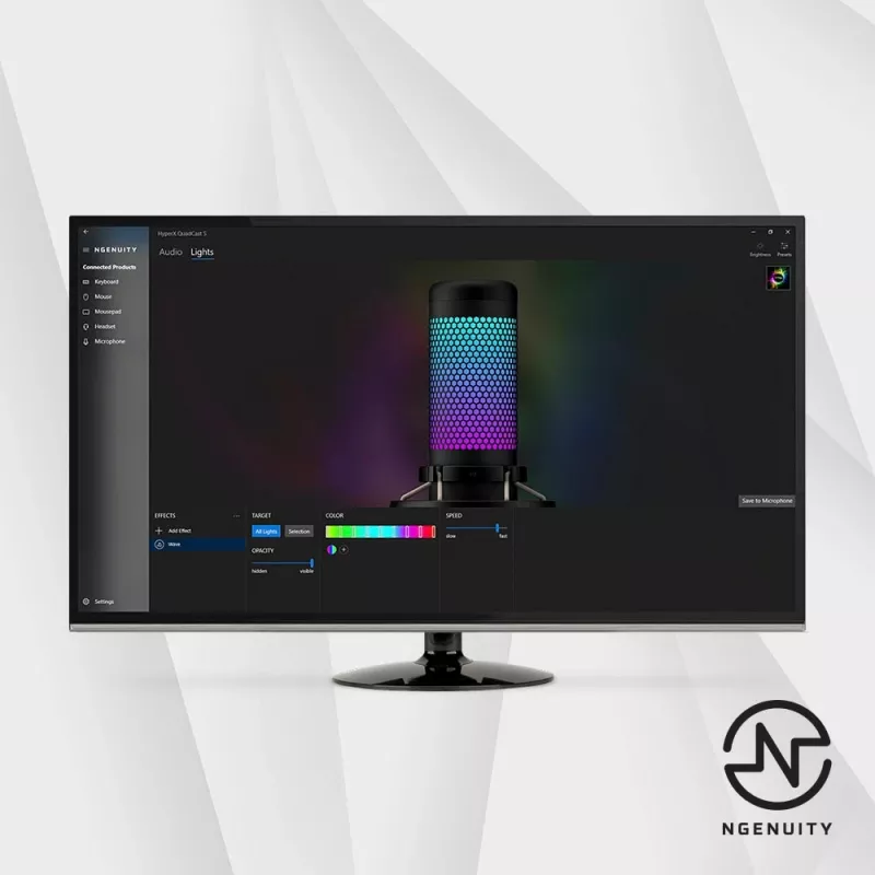 HyperX QuadCast S - USB mikrofonas (juodai pilkas) - RGB apšvietimas