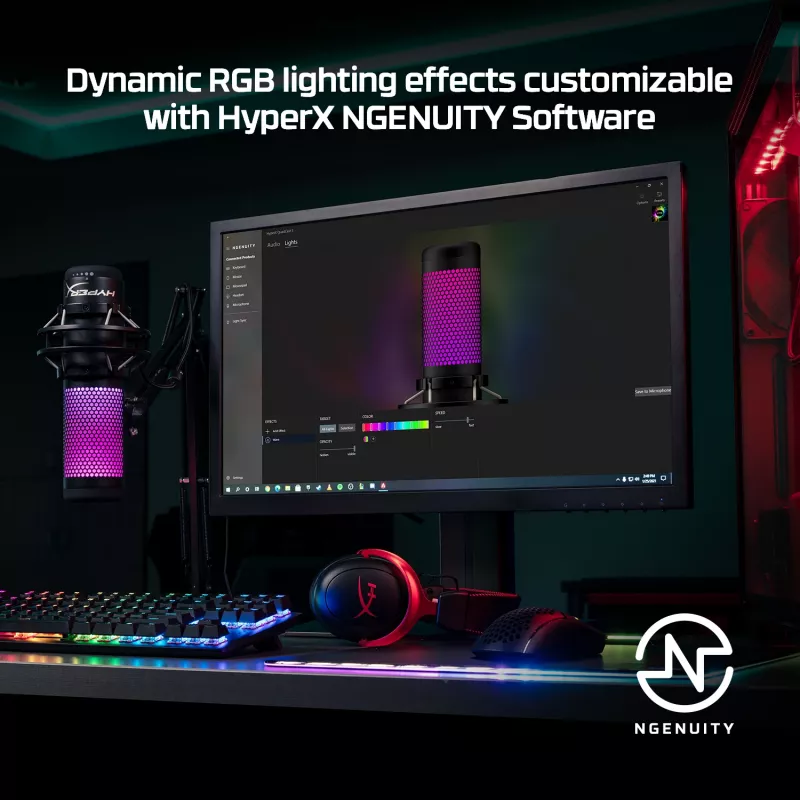 HyperX QuadCast S - USB mikrofonas (juodai pilkas) - RGB apšvietimas
