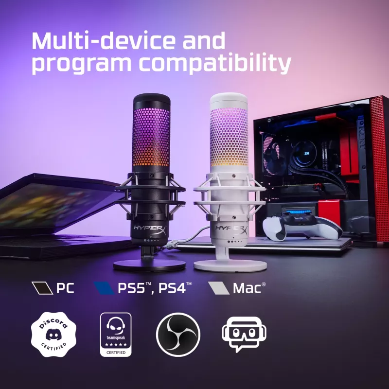 HyperX QuadCast S - USB mikrofonas (juodai pilkas) - RGB apšvietimas