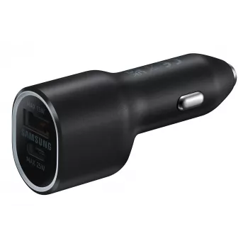 Automobilinis įkroviklis Samsung EP-L4020 40W (12 V įvestis) USB-C 25W+15W juodas išmaniesiems telefonams