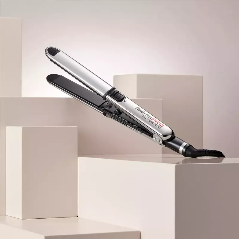 Tiesintuvas BABYLISS ELIPSIS3000 STYLER — keraminės plokštelės, 55 W, 5 šilumos lygiai, 150–230°C, joninis, 2,7 m sukamas laidas, juodas