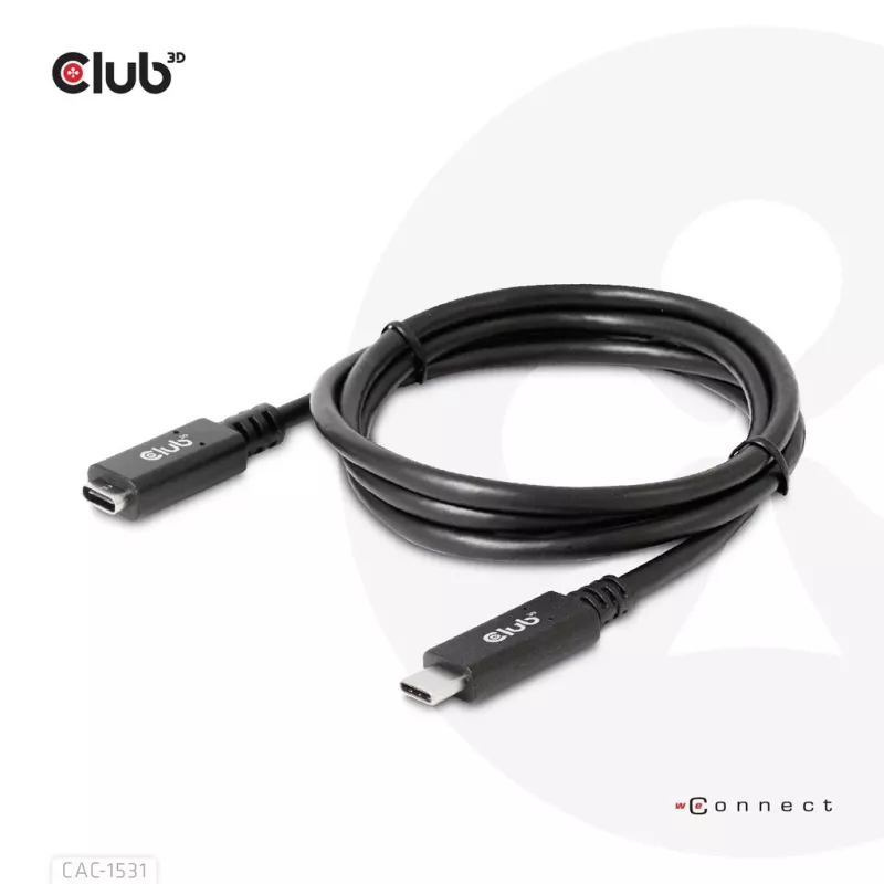 USB Gen1 Type-C ilginamasis laidas CLUB3D CAC-1531, 1 m, USB-C kištukas į 2× USB-C lizdą, 5 Gbps, 60 W PD, 4K@60Hz