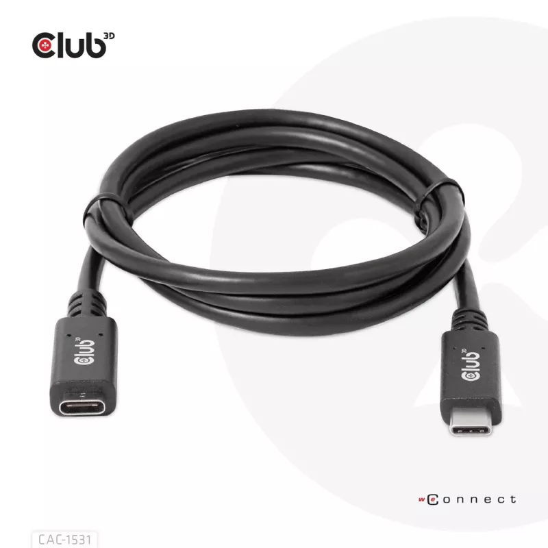 USB Gen1 Type-C ilginamasis laidas CLUB3D CAC-1531, 1 m, USB-C kištukas į 2× USB-C lizdą, 5 Gbps, 60 W PD, 4K@60Hz