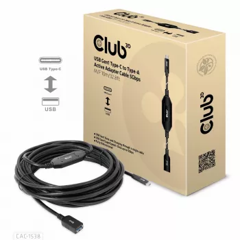 CLUB3D USB Gen1 Type-C į Type-A aktyvus adapterio kabelis 5Gbps M/F 10m