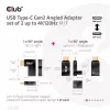 USB Type-C Gen2 kampinis adapteris, rinkinys iš 2 vnt. CLUB3D CAC-1528 — USB-C į USB-C, palaiko 4K@120Hz