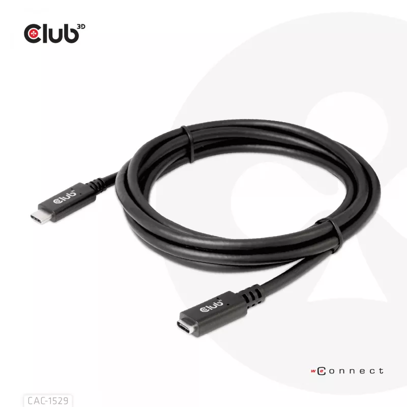 CLUB3D USB Gen1 Type-C ilginimo kabelis 5Gbps 60W(20V/3A) 4K60Hz M/F 2m/6,56ft