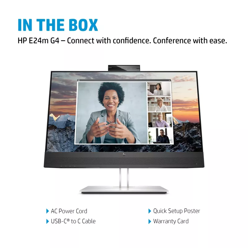 HP E24m G4 FHD USB-C konferencinis monitorius, 60,5 cm (23,8 colio), 1920 x 1080 pikselių, Full HD, LCD, 5 ms, juodas