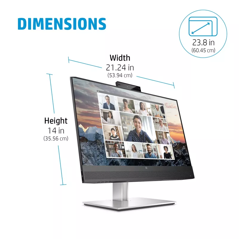 HP E24m G4 FHD USB-C konferencinis monitorius, 60,5 cm (23,8 colio), 1920 x 1080 pikselių, Full HD, LCD, 5 ms, juodas