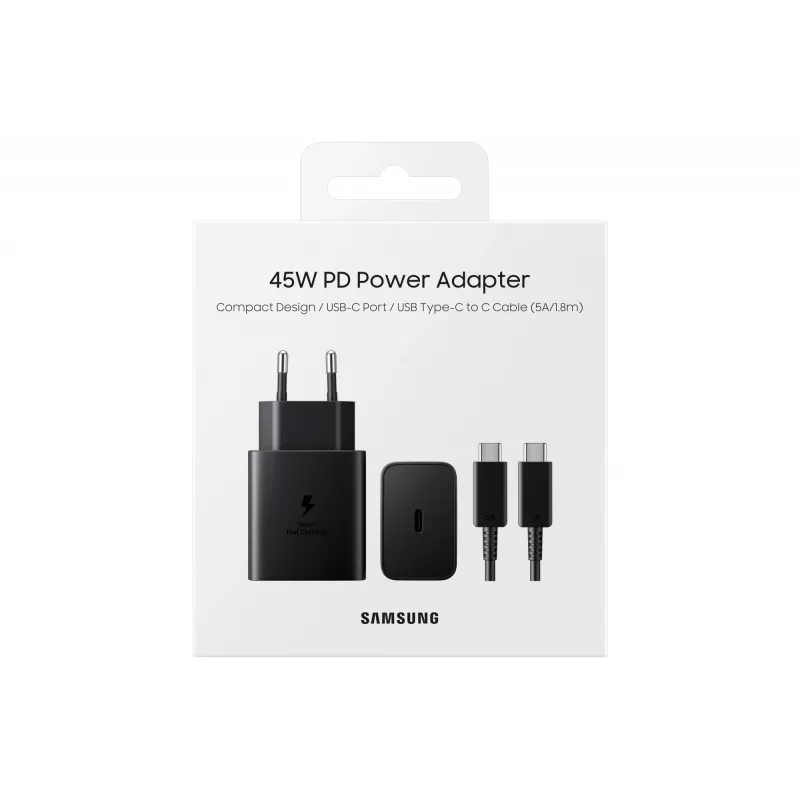 Samsung EP-T4510 universalus greitojo įkrovimo vidinis AC įkroviklis 45W USB-C PD 3.0 juodas