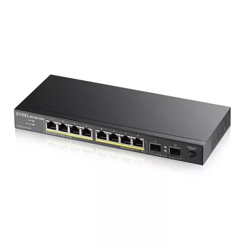 Zyxel GS1100-10HP v2 Nevaldomas Gigabit Ethernet (10/100/1000) maitinimas per Ethernet (PoE) juoda