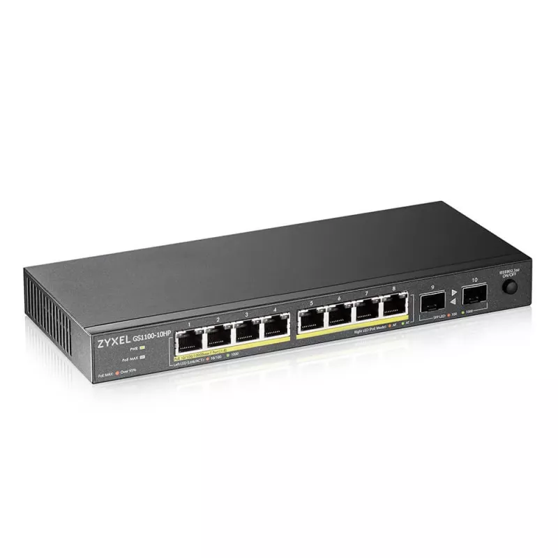 Zyxel GS1100-10HP v2 Nevaldomas Gigabit Ethernet (10/100/1000) maitinimas per Ethernet (PoE) juoda
