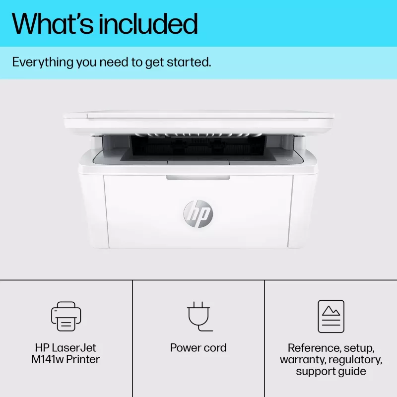 Daugiafunkcinis lazerinis spausdintuvas HP LaserJet MFP M140w — nespalvotas, 20 ppm, 600×600 DPI, A4, „Wi‑Fi“, „Ethernet“, baltas
