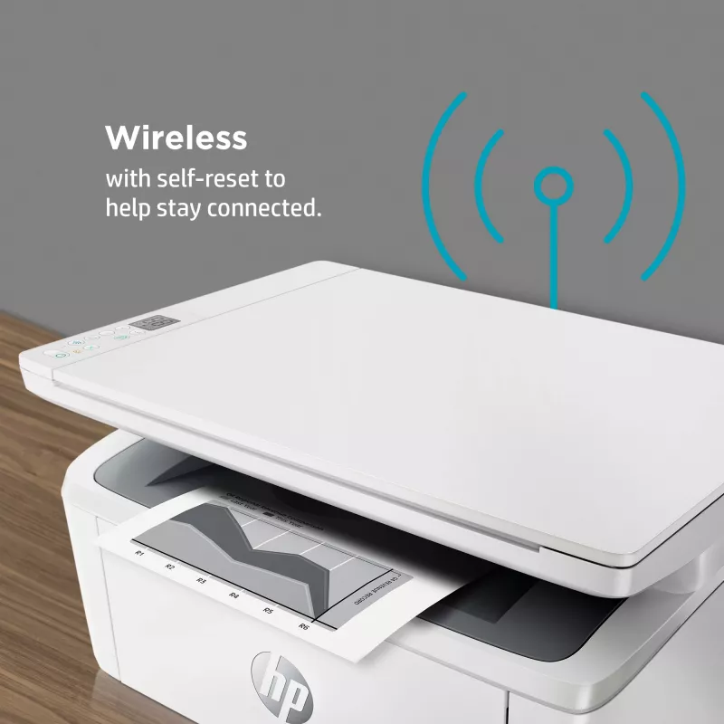 Daugiafunkcinis lazerinis spausdintuvas HP LaserJet MFP M140w — nespalvotas, 20 ppm, 600×600 DPI, A4, „Wi‑Fi“, „Ethernet“, baltas