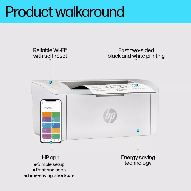 HP LaserJet M110w spausdintuvas, lazerinis, 600 x 600 DPI, A4, 20 ppm, paruoštas tinklui, baltas