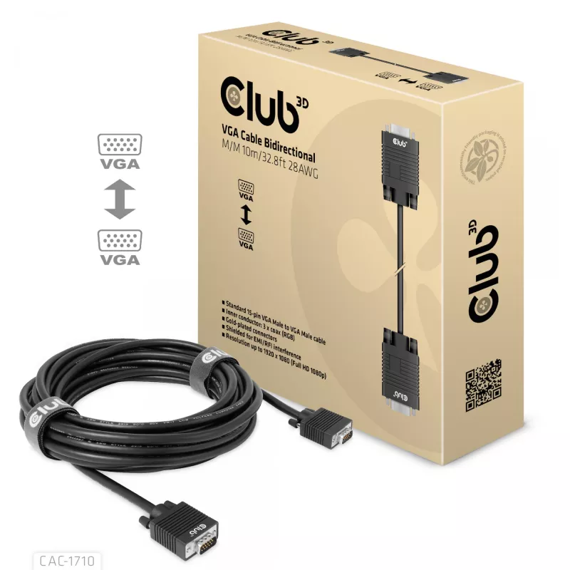 VGA laidas bidirekcinis M/M 10m/32,8ft CLUB3D CAC-1710