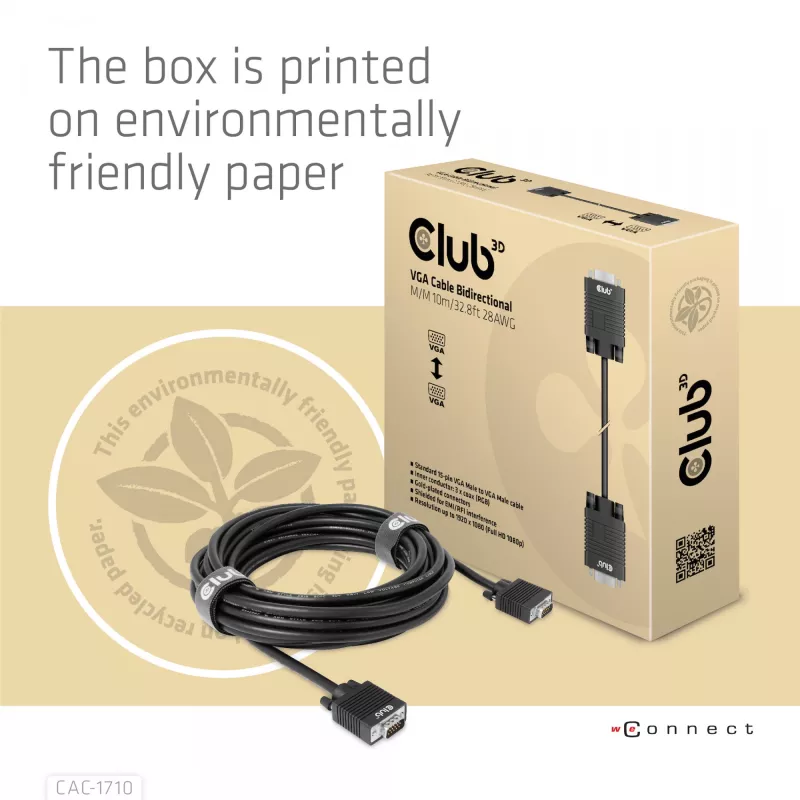 VGA laidas bidirekcinis M/M 10m/32,8ft CLUB3D CAC-1710