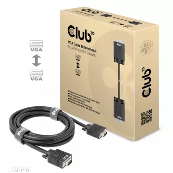 VGA kabelis, dvikryptis, M/M, 3 m, 28AWG, CLUB3D CAC-1703