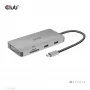 CLUB3D USB Gen1 Type-C 9-in-1 šakotuvas su HDMI, VGA, 2x USB Gen1 Type-A, RJ45, SD/Micro SD kortelių lizdais ir USB Gen1 Type-C moterišku prievadu