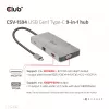 CLUB3D USB Gen1 Type-C 9-in-1 šakotuvas su HDMI, VGA, 2x USB Gen1 Type-A, RJ45, SD/Micro SD kortelių lizdais ir USB Gen1 Type-C moterišku prievadu