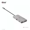 CLUB3D USB Gen1 Type-C 9-in-1 šakotuvas su HDMI, VGA, 2x USB Gen1 Type-A, RJ45, SD/Micro SD kortelių lizdais ir USB Gen1 Type-C moterišku prievadu