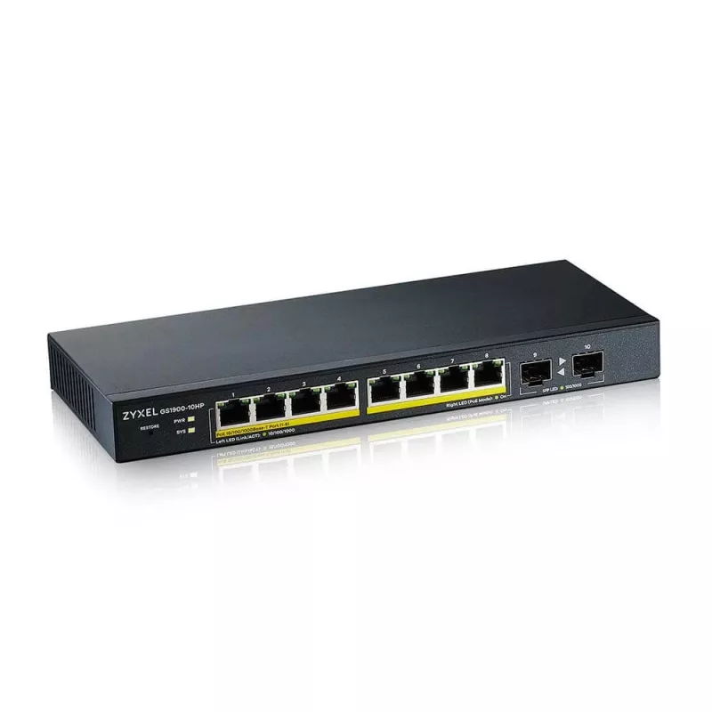 Zyxel GS1900-10HP Valdomas L2 Gigabit Ethernet (10/100/1000) Power over Ethernet (PoE) Juoda