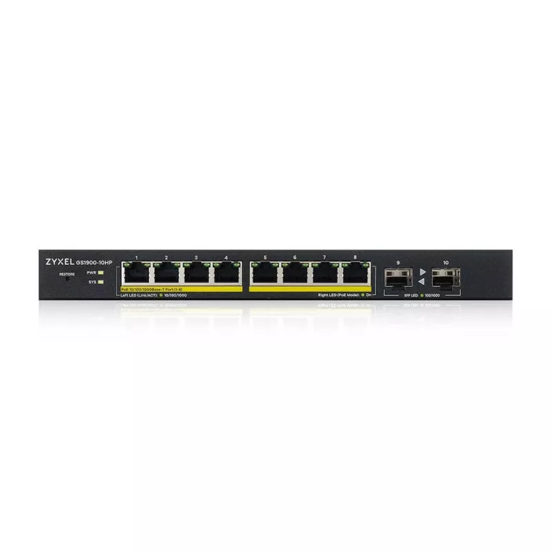 Zyxel GS1900-10HP Valdomas L2 Gigabit Ethernet (10/100/1000) Power over Ethernet (PoE) Juoda