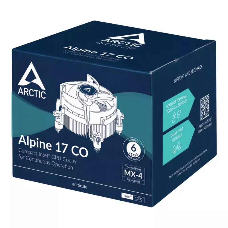 ARCTIC Alpine 17 CO procesoriaus oro aušintuvas 9,2 cm juoda, sidabrinė 1 vnt.