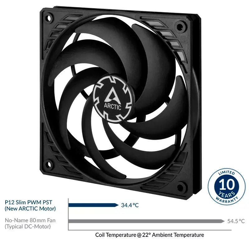 ARCTIC P12 Slim PWM PST slėgiui optimizuotas 120 mm PWM ventiliatorius su integruotu Y kabeliu