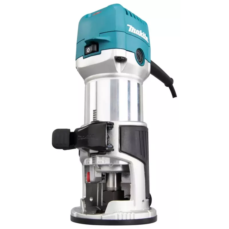 Freza Makita RT0702CX2J — 710 W, 10 000–34 000 aps./min., 8 mm įvorė, 0–40 mm gylis, 1,8 kg
