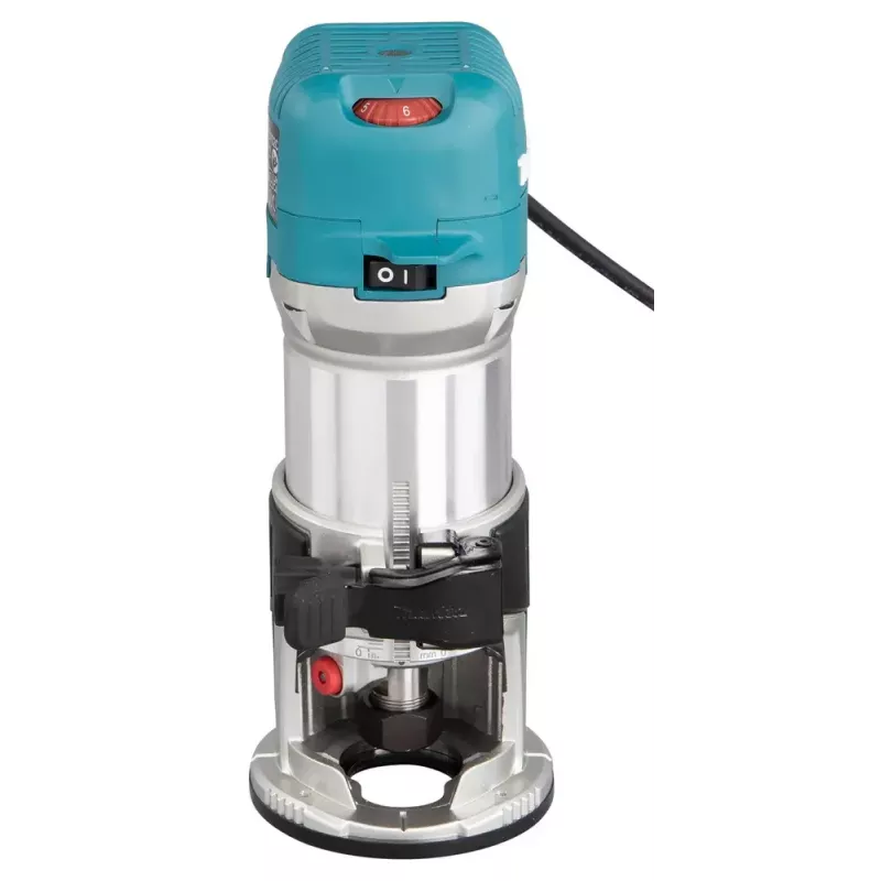 Freza Makita RT0702CX2J — 710 W, 10 000–34 000 aps./min., 8 mm įvorė, 0–40 mm gylis, 1,8 kg