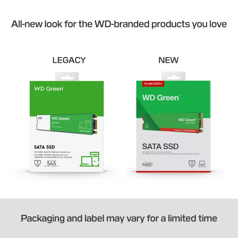 WESTERN DIGITAL SSD - WD Green - 480GB - SATA 6Gb/s - M.2 2280 - MTTF 2.0M valandos