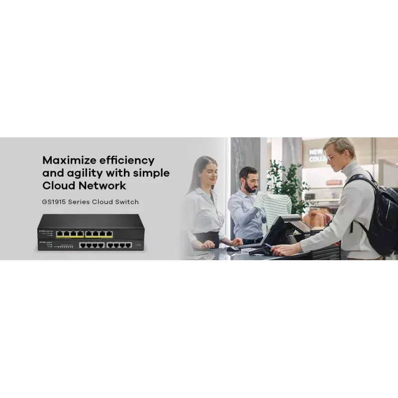 Zyxel GS1915-8EP valdomas L2 Gigabit Ethernet (10/100/1000) maitinimas per Ethernet (PoE) juodas