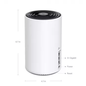 Maršrutizatorius TP‑LINK AXE5400 „Mesh“ Wi‑Fi 6E sistema – trijų juostų 2,4/5/6 GHz, aprėptis iki 670 m², 3× LAN, 4 vidinės antenos