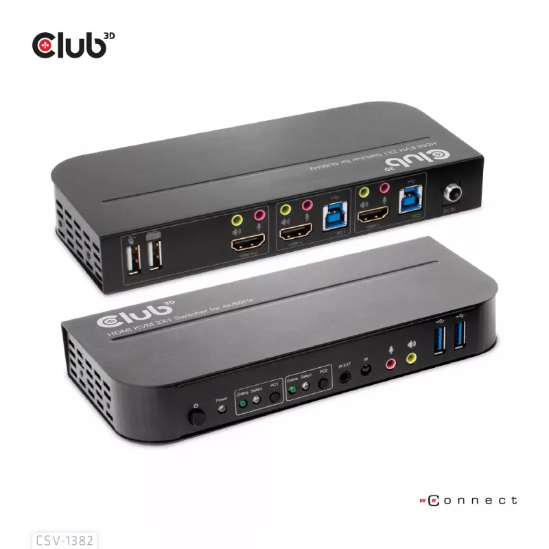 KVM jungiklis CLUB3D CSV-1382 Dual HDMI 4K 60Hz USB