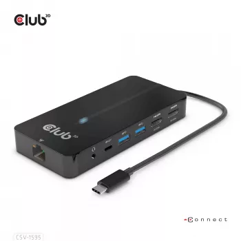 CLUB3D Type-C 7-in-1 centrinis įrenginys su 2x HDMI, 2x USB Gen1 Type-A, 1x RJ45, 1x 3,5 mm garso, 1x USB Gen1 Type-C 100W moteriška jungtimi