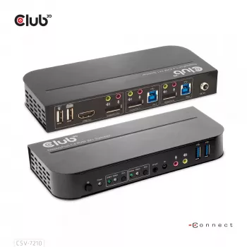 CLUB3D DisplayPort/HDMI KVM jungiklis dviems DisplayPort 4K 60Hz