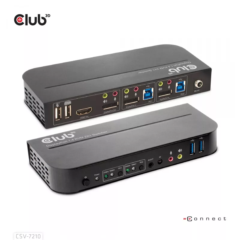 CLUB3D DisplayPort/HDMI KVM jungiklis dviems DisplayPort 4K 60Hz