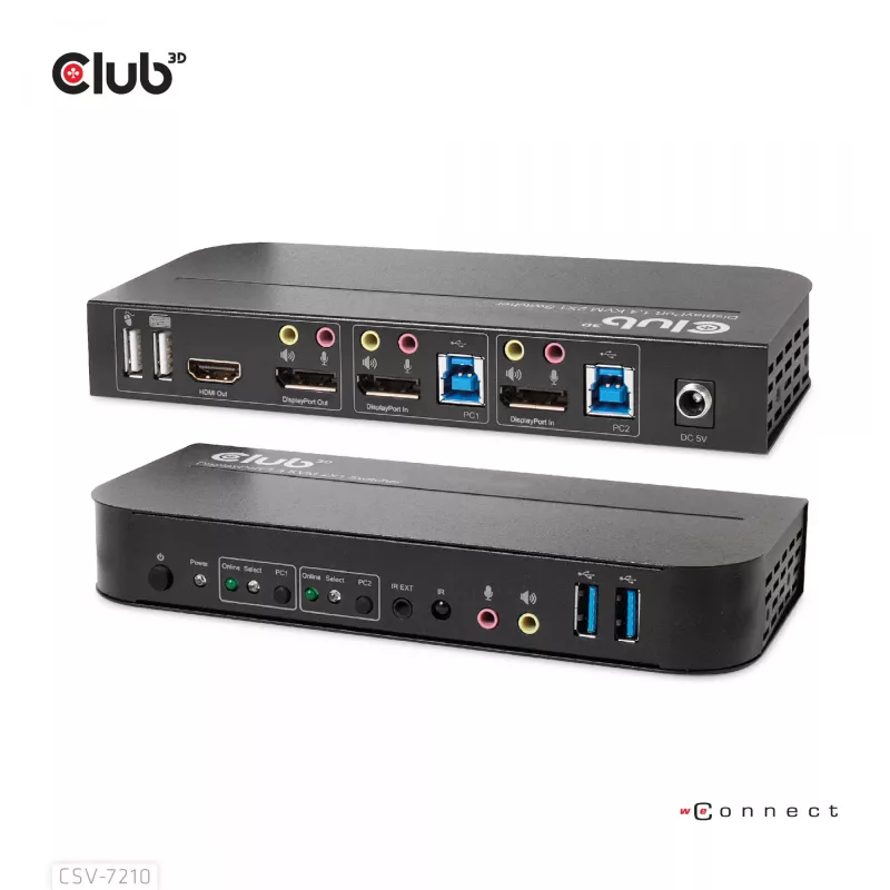 CLUB3D DisplayPort/HDMI KVM jungiklis dviems DisplayPort 4K 60Hz