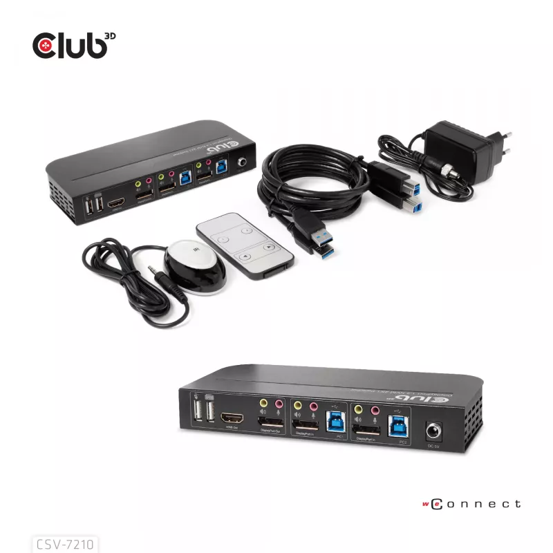 CLUB3D DisplayPort/HDMI KVM jungiklis dviems DisplayPort 4K 60Hz