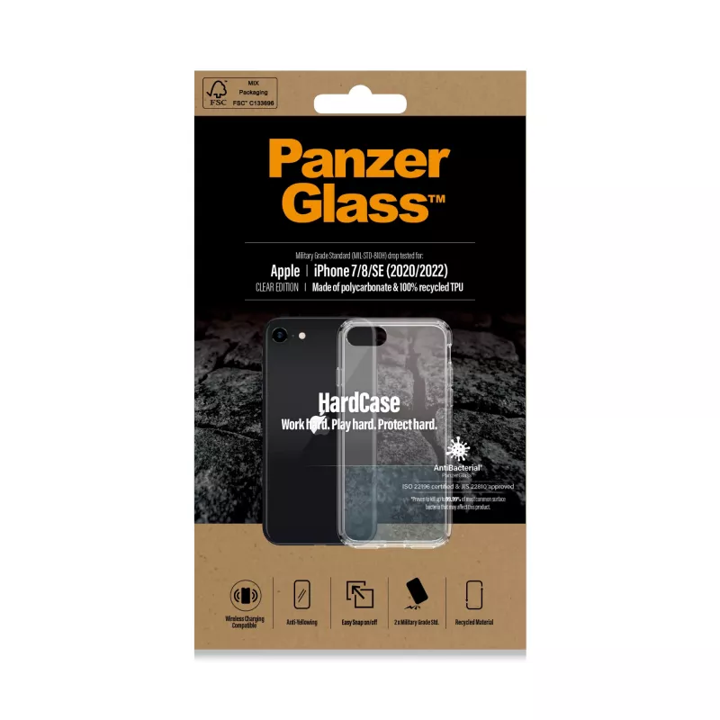 PanzerGlass® HardCase iPhone SE (2020/2022) | 7 | 8, Dangtelis, Apple, Apple - iPhone SE 2022, Apple - iPhone SE 2020, Skaidrus