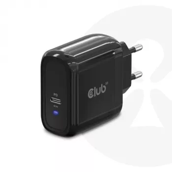 CLUB3D Travel Charger 65W GAN technologija, vienas prievadas USB Type-C, palaiko Power Delivery (PD) 3.0