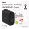 CLUB3D Travel Charger 65W GAN technologija, vienas prievadas USB Type-C, palaiko Power Delivery (PD) 3.0