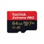 MicroSDXC atminties kortelė SANDISK Extreme PRO 64GB UHS‑I U3 V30 A2, skaitymo 200 MB/s, rašymo 90–140 MB/s, komplekte SD adapteris